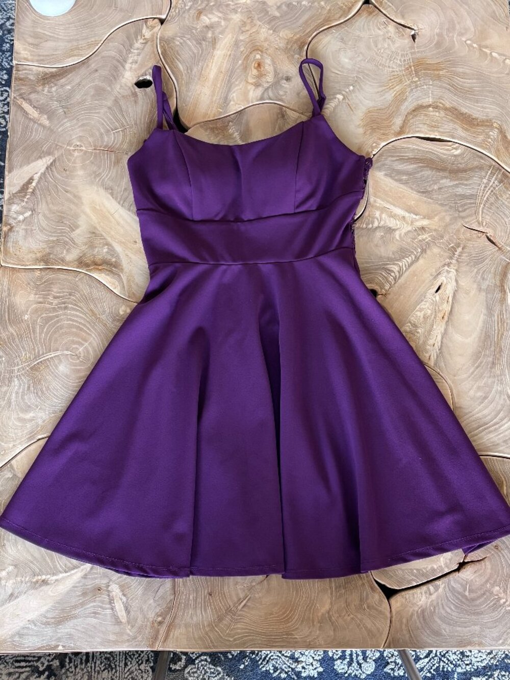 Juniors City Studio Purple Lace Fit & Flare Dress Size 5 Spaghetti Strap